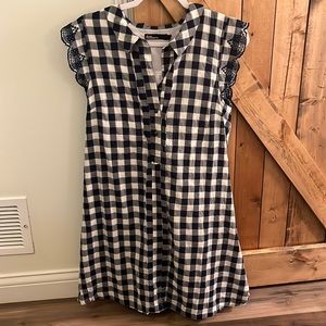 Dear Creatures Anthropologie Gingham Plaid Tank Shirt Dress - Large